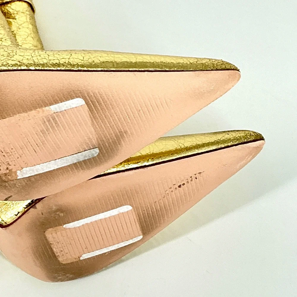 Chase & Chloe Size 8 Gold Metallic Pointed Toe Stiletto Ankle Boots Adonis